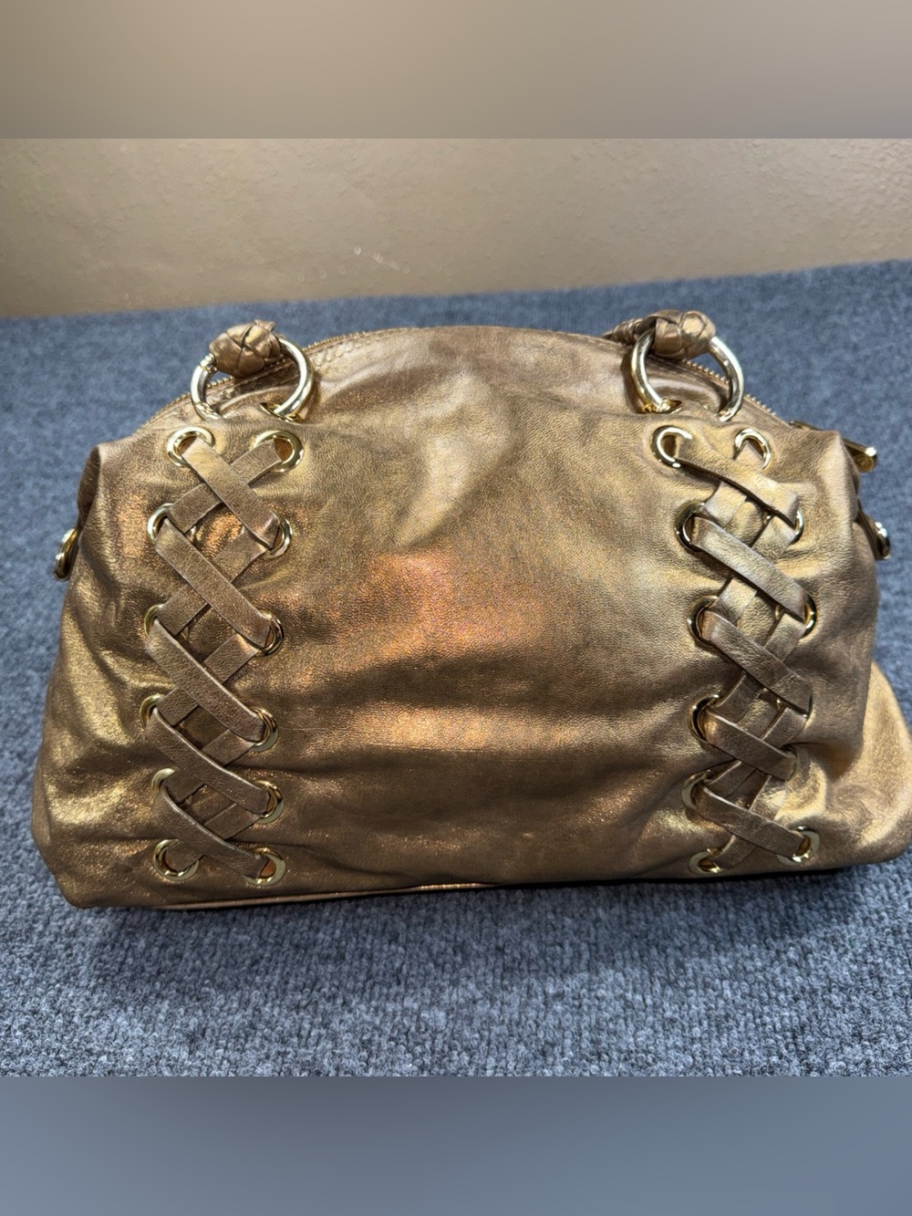 Michael Kors Kendal Bronze Braided Handle Shoulder Bag - Picture 6 of 8
